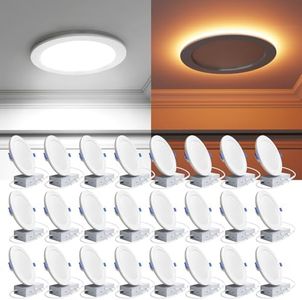 Ensenior 24 Pack 6 Inch LED Recessed Ceiling Light with Night Light, Dimmable, 2700K-5000K 5CCT, 1050LM 12W 120V, High Brightness Canless Wafer Downlight - FCC