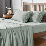 CozyLux Cooling Sheets Queen Size, Rayon derived from Bamboo, Oeko-TEX Certified Luxuriously Soft & Cooling Silky Sheet Set - 16" Deep Pockets 4 Piece Bedding Sheets & Pillowcases,Sea Glass