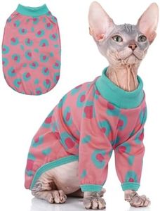 Sphynx Cats Clothes Cat Turtleneck Cotton Sweater Pullover Kitten T-Shirts with Sleeves Cat Pajamas Jumpsuit for Sphynx Cornish Rex, Devon Rex,Small Dog
