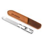 Nail File,Mini Professional Double Sided Stainless Steel Nail File with Non-Slip Handle and Leather Case,Nail Buffering Files Washable,Metal Nail File for Men and Women