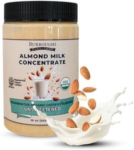 Burroughs Family Farms Regenerative Organic Almond Milk Concentrate - Plant Based Unsweetened Raw Almond Milk with 0% Sodium & Cholesterol - Perfect for Baristas, Smoothie Lovers - 28 Servings - 16oz