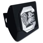 South Carolina Gamecocks Black Metal Trailer Hitch Cover with Chrome Metal Logo (For 2" Receivers)