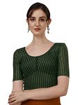 Sft Women's Cotton V Back Half Sleeve Readymade Stylish Elegant Stitched Blouse (423 Arya Bottle Green - XL)