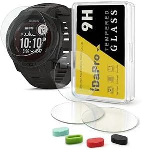 iDaPro [4 Pack] Screen Protector for Garmin Instinct Solar Tactical/Instinct Tactical/Instinct Watch + Silicone Anti-dust Plugs Tempered Glass Anti-Scratch Bubble-Free