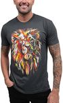 INTO THE AM Fractal Beast T-Shirt - Cool Space Design Tees for Men (Charcoal, XX-Large)