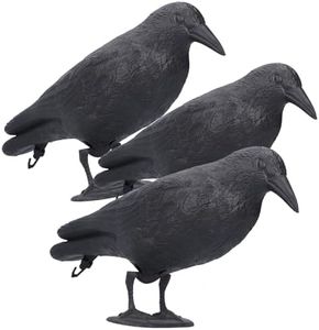 Realistic Crow Decoys, Life Sized Simulation Crow Statue Hunting Bait Decoys Black Crow Decoy Figuring,Flying Bird Props for Halloween Party Outdoor Garden Crow Decor (3PCS)