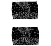 Future Tabs Paisley Print Wide Bandana Knot Headband - Black | Criss Cross Head Hair Wrap Cloth For Men & Women | Stretchable & Comfortable Headbands For Yoga, Jogging and Gym - Pack Of 2