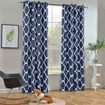 Melodieux Moroccan Fashion Room Darkening Blackout Curtain Grommet for Living Room Bedroom, 1 Panel Pack, 52" W x 84" L, Navy Blue