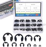 Glarks 300-Pieces 10 Size Black Alloy Steel E-Clip External Retaining Ring Washer Assortment Set