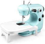 HomHou Sewing Machine, Folding Extension Table Small Sewing Machine With Built-in Sewing Light, Kids Sewing Machine Suitable for Beginners, Basic Sewing Machine Can Be Used for Travel, Diy, And Home