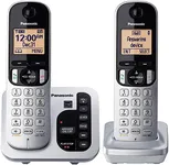 Panasonic DECT 6.0 Expandable Cordless Phone with Answering Machine and Call Block and Caller ID - 2 Cordless Handsets - KX-TGC222S (Silver)