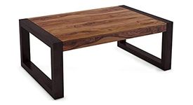 AASALIYA Art Solid Sheesham Wood Rectangle Center Coffee Table for Living Room | Wooden Sofa Centre Table Without Storage for Home & Office | Rosewood, Natural & Black