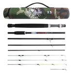 RIGGED AND READY X5 Travel Fishing Rod. Super Compact, Carry size 40cm (15.8’), multi-functional travel rod + 4 tips + case. 1 rod with 5 fishing options. 220cm (7’3”) + 190cm (6'3") lengths.
