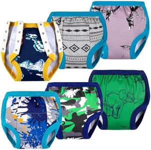 BIG ELEPHANT Baby Side Button Training Pants, Reusable Snaps on 100% Cotton Training Underwear for Toddler, 4 Years