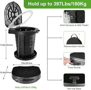 imodomio Portable Folding Camping Toilet with Lid & Bags – 180kg Load