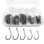 100pcs Carp Fishing Hooks Barb Sharp Catfish Hooks Set in Assorted Sizes 2# 4# 6# 8#