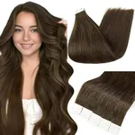 Full Shine Brown Tape in Hair Extensions Human Hair Color 3 Soft Real Hair Extensions 20PCS Hair Extensions Tape in 22 Inch Add Length Seamless Tape in Hair Extensions 50grams Tape in Human Hair