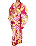 Bsubseach Plus Size Caftan Dresses for Women Swimsuit Cover Up Batwing Sleeve Summer Maxi Kaftan Dress Rose Red Yellow