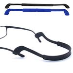 OPUGIT Glasses Strap Anti-Slip Silicone Eyeglass Strap Eyewear Retainers Sports Elastic Soft Sunglass Cord Holder for Men Women,2PCS,Black/Blue