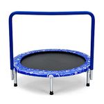 Maxmass Kids Trampoline, 36’’Fitness Round Rebounder with Foam Handrail, Mini Exercise Trampolines for Indoor/Outdoor (Blue)