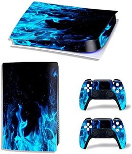 Decal Skin for Ps5 Digital, Whole Body Vinyl Sticker Cover for Playstation 5 Console and Controller(PS5 Digital Edition, Blue fire)