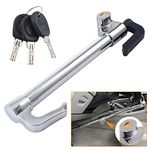 CarBole Car Steering Wheel Lock Universal with 3 Keys,Brake Pedal Clutch Lock Telescopic Hook Universal Anti-Theft.Fit for Cars, Trucks, Vans and SUVs (Silver)