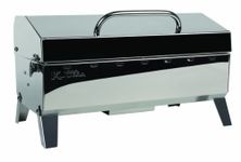 Kuuma "Kuuma Premium Stainless Steel Mountable Charcoal Grill w/Inner Lid Liner by Camco -Compact Portable Size Perfect for Boats, Tailgating and More - Stow N Go 160"" (58110)", silver