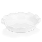 LOVECASA Porcelain Roasting Pans, Round Griddle Pan for Pancakes, BBQ, Pizza Pan,Pie Pan of 1 Tart Pan/Quiche Pan/Quiche Dishes/Quiche Tin/Flan Dish, 650 ML / 21 OZ, White