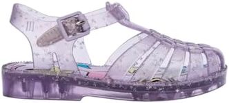 mini melissa Possesion Shiny Elements Jelly Sandal for Kids- The Iconic 90s Original Jelly Shoe, Fisherman’s Sandal with Adjustable Strap and Side Buckle for Girls, Glitter Lilac, 4