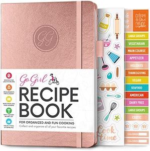 GoGirl Recipe Book – Blank Cookbook to Write In Your Own Recipes – Empty Cooking Journal for Family Recipes – Personalized Recipe Notebook – Hardcover, A5, 58 Recipes In Total - Rose Gold