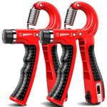 KDG Hand Grip Strengthener 2 Pack Adjustable Resistance(5-60KG) Forearm Exerciser, Grip Strength Trainer for Muscle Building and Injury Recovery for Athletes (Red)