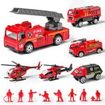 XINGANER 14 Pack Die-cast Fire Truck Vehicles Sets,6 Pack Assorted Alloy Metal Fire Engine Models Car Toys and 8 Pack Firefighter,Mini Rescue Emergency Playset for Kids Boys