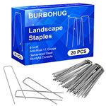 Landscape Staples 6 Inch 11 Gauge, 20 Pack Garden Staples Galvanized Ground Stakes Anti-Rust Landscape Fabric Staples Garden Stakes for Irrigation Tubing, Fence, Weed Barrier, Ground Cover