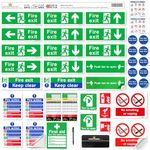 SAFETYKING® 33 Piece Fire Safety Signage Kit | Fire Exit Signs 30cm x 10cm | Self Adhesive Stickers | Fire Exit Signs | Fire Exit Stickers | Fire Exit Safety Pack | Fire Exit Keep Clear sign