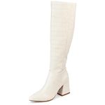 Journee Collection Womens Landree Boot with Block Heel and Zipper Entry, Bone (Wide Calf), 7.5, Bone (Wide Calf), 7.5