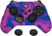 PlayVital Samurai Edition Anti Slip Silicone Case Cover for Xbox Elite Controller Series 2, Ergonomic Soft Rubber Skin Protector for Xbox Elite Series 2 with Thumb Grip Caps - Pink & Purple & Blue