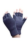 HEAT HOLDERS - Mens Winter Warm 3.2 TOG Fleece Lined Insulated Knit Thermal Fingerless Gloves (One Size, Navy)