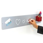 KalaMitica Small Silver Magnetic Board for Wall Erasable Blackboard Chalk Board Magnetic Sheet 14x70x0.12cm