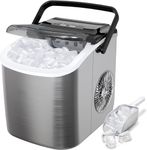 Ice Maker Machine | Countertop Ice Machine with Portable Handle | 9 Cubes Ready in 6 Mins | 12 kg in 24 Hrs | Self-Cleaning | Ice Scoop and Basket |for Home/Kitchen/Office/Bar (STAINLESS STEEL)