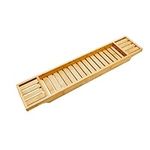 Pkge Bamboo Wooden Bath Rack Bathtub Caddy Tray | Bathroom Accessory Bath Shelf, Bathroom Storage Organizer | Bathroom Shelf Caddy, 70 x 14.5 x 7.5 cm (Natural)