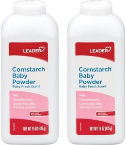 LEADER Cornstarch Baby Powder, Naturally Derived Cornstarch Aloe & Vitamin E, Hypoallergenic, Leaves Skin Silky, Soft and Smooth, Baby Fresh Scent, 15 Ounce (Pack of 2)