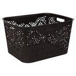 Cutting EDGE Unbreakable Plastic Turkish Baskets Large (42 x 32 x 23 cm) for Storage Baskets for Fruit Vegetable Bathroom Stationary Home Basket with Handle - Brown (Set of 1)