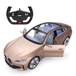 RASTAR BMW i4 Remote Control Car, 1/14 BMW i4 Concept RC Toy Car Golden BMW Model Car Diecast for Kids Boys Adults