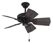 Craftmade 30" Piccolo PI30FB5 Indoor/Outdoor Damp Rated Ceiling Fan in Flat Black Finish with set of 5 Custom Flat Black/Greywood Blades Included