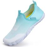 Water Shoes Womens Barefoot Beach Shoes Swim Shoes Quick Dry Aqua Shoes for Pool Surfing Diving Fitness Trekking Hikking (White green 195, 5 UK)