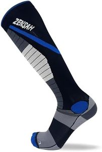 Zensah Compression Deadlift Socks Powerlifting, 1 Pair - Black/Blue, Large