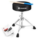 Vangoa Drum Throne Upgraded Padded Drum Seat Portable Height Adjustable Drum Stool with User Manual and Drum Stick for Drummer Kids Adults, Black