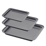 Baking Sheets Nonstick 3 Pack Sheet Pan Set for Baking, Carbon Steel Baking Pans Cookie Sheets, Half/Jelly Roll/Quarter Baking Trays for Oven