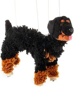 Artisan Owl Golden Rottweiler Marionette Puppet - Yarn Dog with Wooden Feet, Detachable Strings (Black and Brown)