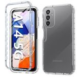 FNTCASE for Samsung Galaxy A14-5G Case: Clear Shockproof Protective Phone Case with Built-in Screen Protector - Slim Rugged Dual Layer Full Protection Transparent TPU Case Bumper Cover (Crystal Clear)